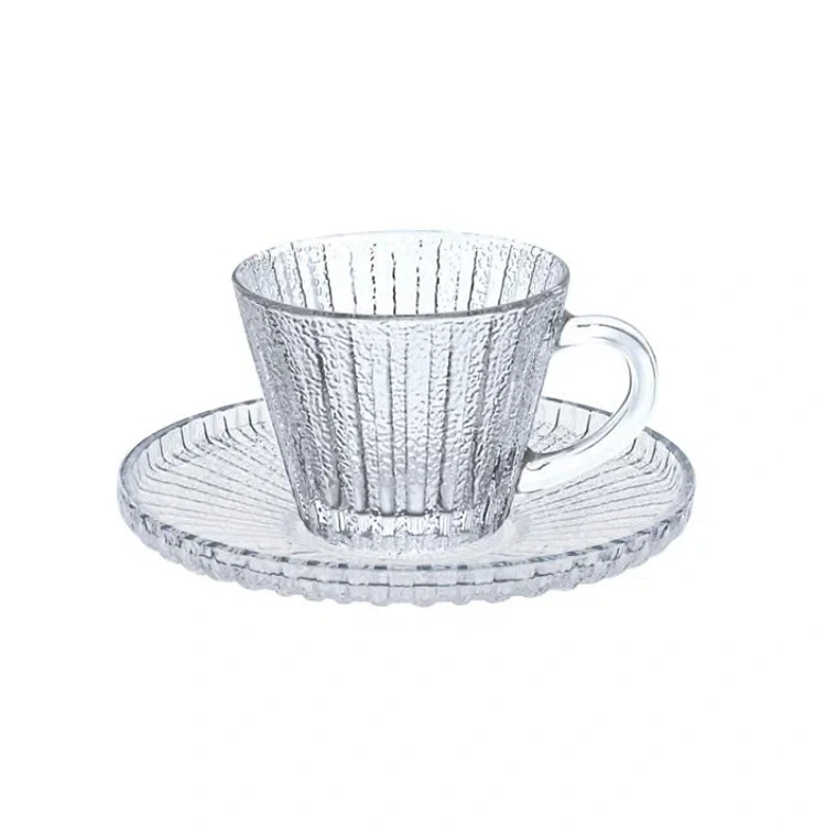 Glacial Pattern Glass Mug and Saucer Set